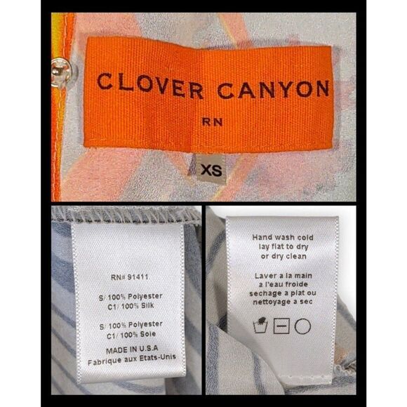 Clover Canyon Blue Tropical Bird Of Paradise Sleeveless Tunic Top Womens XS EUC - Picture 8 of 9